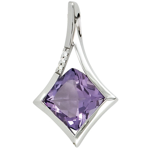 Anhänger 585 Gold Weißgold 1 Amethyst lila violett 3 Diamanten Brillanten