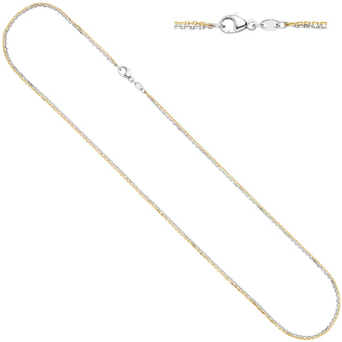 Ankerkette 2-reihig 585 Gelbgold Weißgold 45 cm Gold Kette Weißgoldkette