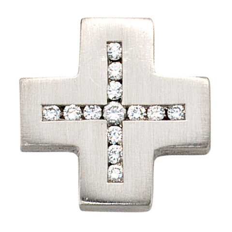 Anhänger Kreuz 950 Platin matt 13 Diamanten Brillanten Kreuzanhänger Platinkreuz