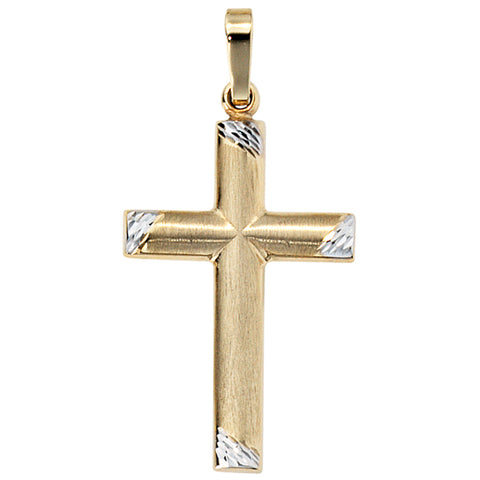 Anhänger Kreuz 333 Gold Gelbgold bicolor matt Kreuzanhänger Goldkreuz