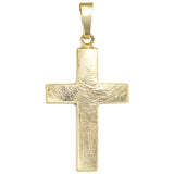 Anhänger Kreuz 333 Gold Gelbgold eismatt Kreuzanhänger Goldkreuz