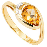 Damen Ring 585 Gold Gelbgold 1 Citrin orange 4 Diamanten Brillanten Citrinring