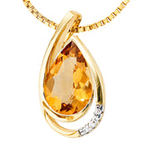 Anhänger Tropfen 585 Gold Gelbgold 4 Diamanten Brillanten 1 Citrin Goldanhänger