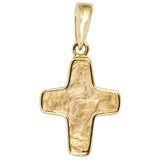 Anhänger Kreuz 585 Gold Gelbgold teil gehämmert Kreuzanhänger Goldkreuz