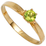 Damen Ring 585 Gold Gelbgold 1 Peridot grün Goldring