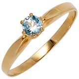 Damen Ring 585 Gold Gelbgold 1 Aquamarin hellblau blau Aquamarinring