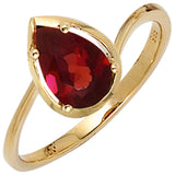 Damen Ring 585 Gold Gelbgold 1 Granat rot Goldring Granatring Tropfen