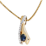 Anhänger 333 Gold Gelbgold bicolor 10 Zirkonia 1 blauer Safir Goldanhänger