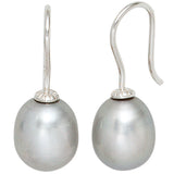 Ohrhänger 925 Sterling Silber 2 graue Süßwasser Perlen Ohrringe Perlenohrringe