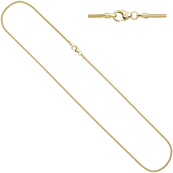 Schlangenkette 585 Gelbgold 1,6 mm 50 cm Karabiner Gold Kette Goldkette