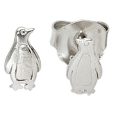 Kinder Ohrstecker Pinguin 925 Sterling Silber mattiert Ohrringe Kinderohrringe