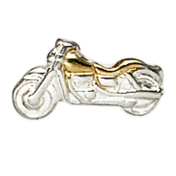 Einzel-Ohrstecker Motorrad 925 Sterling Silber bicolor vergoldet