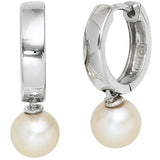 Creolen 925 Silber 2 Süßwasser Perlen Ohrringe Perlenohrringe