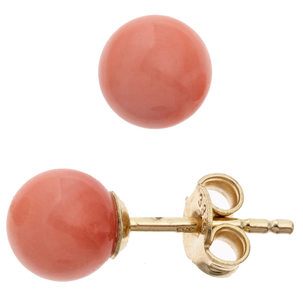 Ohrstecker Kugel 333 Gold Gelbgold 2 Korallen rosa rosÈ Ohrringe Goldohrstecker