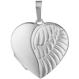 Medaillon Herz Flügel Engelsflügel 925 Silber matt Foto Anhänger zum öffnen