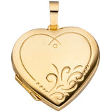 Medaillon Herz für 2 Fotos 925 Silber gold vergoldet Anhänger zum öffnen