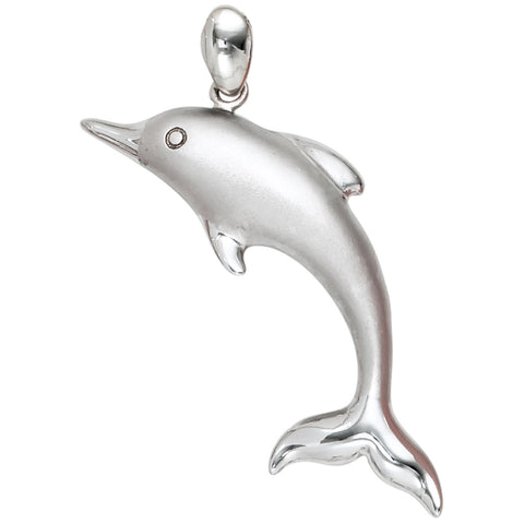 Anhänger Delfin 925 Sterling Silber rhodiniert mattiert Delfinanhänger