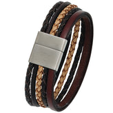 Armband Leder mehrfarbig mit mattiertem Edelstahl 20 cm Lederarmband breit