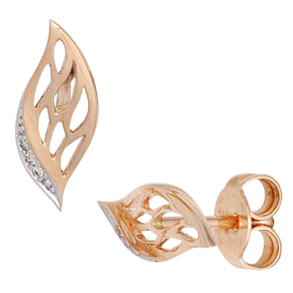 Ohrstecker 585 Gold Rotgold 6 Diamanten Brillanten Ohrringe
