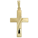 Anhänger Kreuz 585 Gold Gelbgold teil matt Kreuzanhänger Goldkreuz