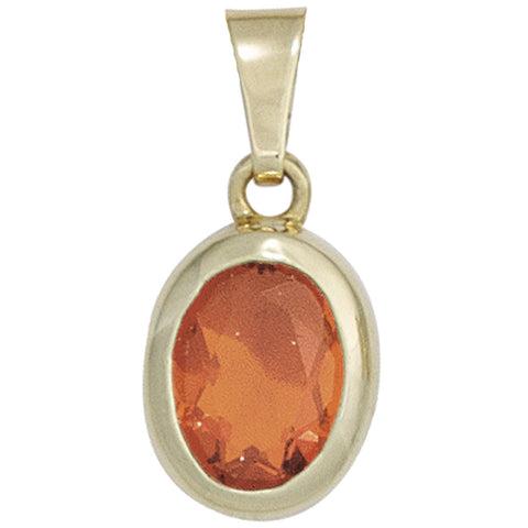 Anhänger oval 585 Gold Gelbgold 1 Feueropal rot Goldanhänger Opalanhänger