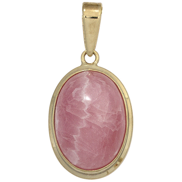 Anhänger oval 585 Gold Gelbgold 1 Rhodochrosit rosa Goldanhänger