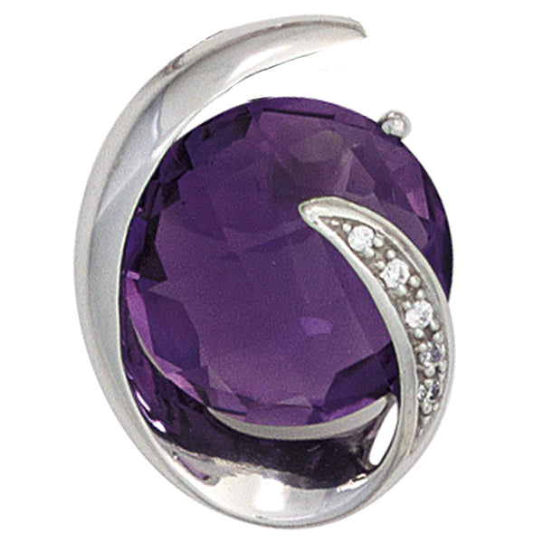 Anhänger 585 Gold Weißgold 1 Amethyst lila violett 5 Diamanten Brillanten 0,02ct