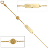 Schildband Engel 585 Gold Gelbgold mattiert 14 cm Gravur ID Armband Federring