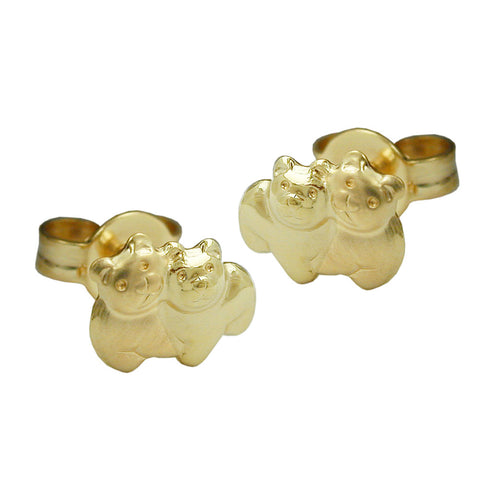 Ohrstecker Ohrring 6x8mm Bärenpaar matt-glänzend 9Kt GOLD