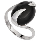 Damen Ring 925 Sterling Silber rhodiniert 1 Onyx schwarz Silberring