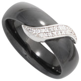 Damen Ring Keramik schwarz mit 925 Sterling Silber und Zirkonia Keramikring