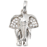 Anhänger Elefant 925 Sterling Silber rhodiniert mit Zirkonia Kettenanhänger