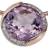 Anhänger rund 585 Gold Rotgold 16 Diamanten Brillanten 1 Amethyst violett lila