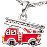 Kinder Anhänger Feuerwehrauto rot 925 Silber Feuerwehr Kinderanhänger