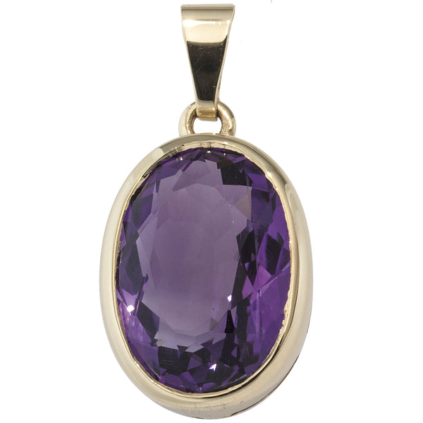 Anhänger oval 585 Gold Gelbgold 1 Amethyst violett lila Goldanhänger