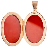 Medaillon oval für 2 Fotos 925 Silber rotgold vergoldet 5 Zirkonia zum öffnen
