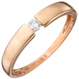 Damen Ring 585 Gold Rotgold 1 Diamant Brillant 0,08ct. Rotgoldring Diamantring
