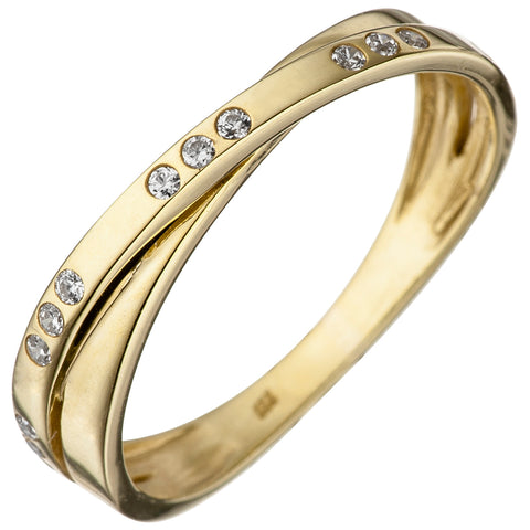 Damen Ring 333 Gold Gelbgold 15 Zirkonia Goldring