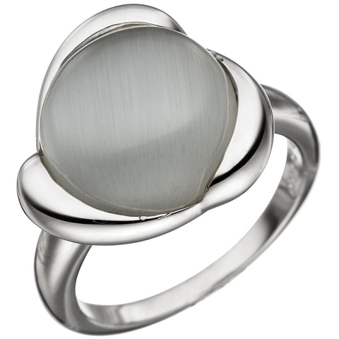 Damen Ring 925 Sterling Silber 1 Katzenauge Silberring