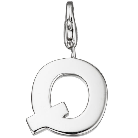 Einhänger Charm Buchstabe Q 925 Sterling Silber Anhänger für Bettelarmband
