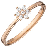 Damen Ring zart 585 Gold Rotgold 7 Diamanten Brillanten Diamantring Rotgoldring