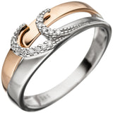 Damen Ring 585 Gold Weißgold Rotgold bicolor 13 Diamanten Brillanten Goldring