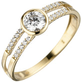 Damen Ring 333 Gold Gelbgold 21 Zirkonia Goldring