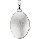 Medaillon oval für 2 Fotos 925 Sterling Silber matt Anhänger zum öffnen