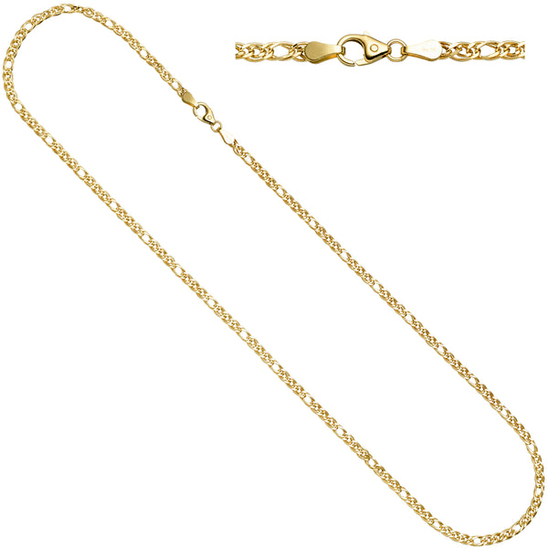 Zwillings-Panzerkette 585 Gelbgold 3 mm 45 cm Gold Kette Halskette Goldkette