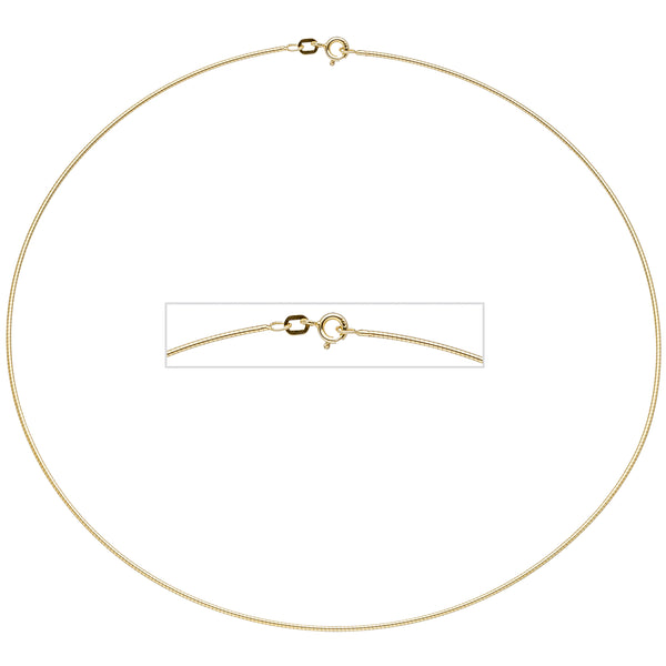 Halsreif 925 Sterling Silber gold vergoldet 1,1 mm 42 cm Kette Halskette