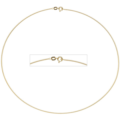 Halsreif 925 Sterling Silber gold vergoldet 1,1 mm 42 cm Kette Halskette