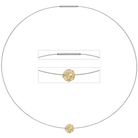 Collier Kette mit Anhänger aus Edelstahl mit 585 Gold kombiniert matt 42 cm