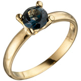 Damen Ring 585 Gold Gelbgold 1 Blautopas blau London Blue Goldring