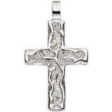 Anhänger Kreuz 925 Sterling Silber gehämmert Kreuzanhänger Silberkreuz